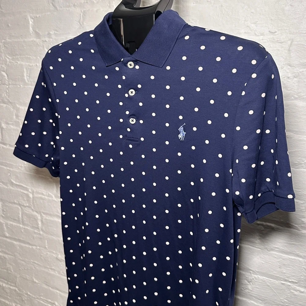 Polo Ralph Lauren Navy Polka Dot Men's Polo Shirt Classic Fit